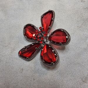 Elegant Red Floral Brooch